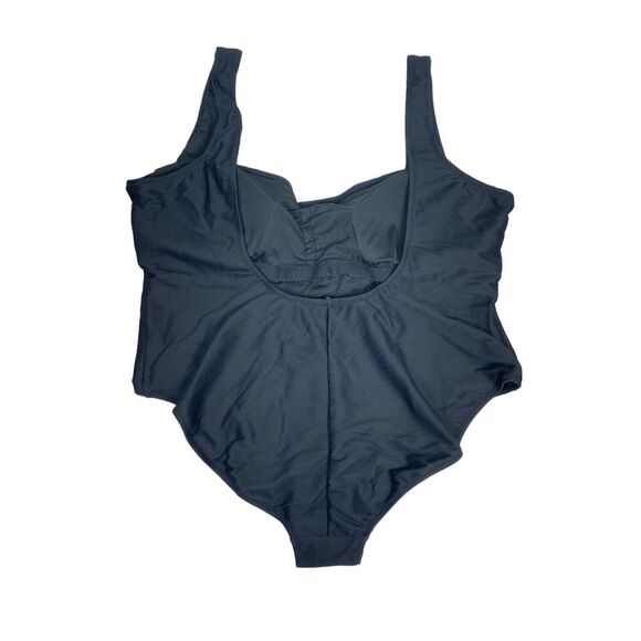 J. Crew Ribbed Square Neck One piece Swimsuit Black Sz 22 / 2X Plus Size NWT - Picture 6 of 9